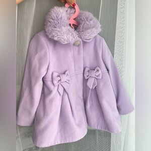 MONSOON CHILDREN Girl’s Faux‎ Fur Collar Trim Coat, Lavender, 18-24 Mon